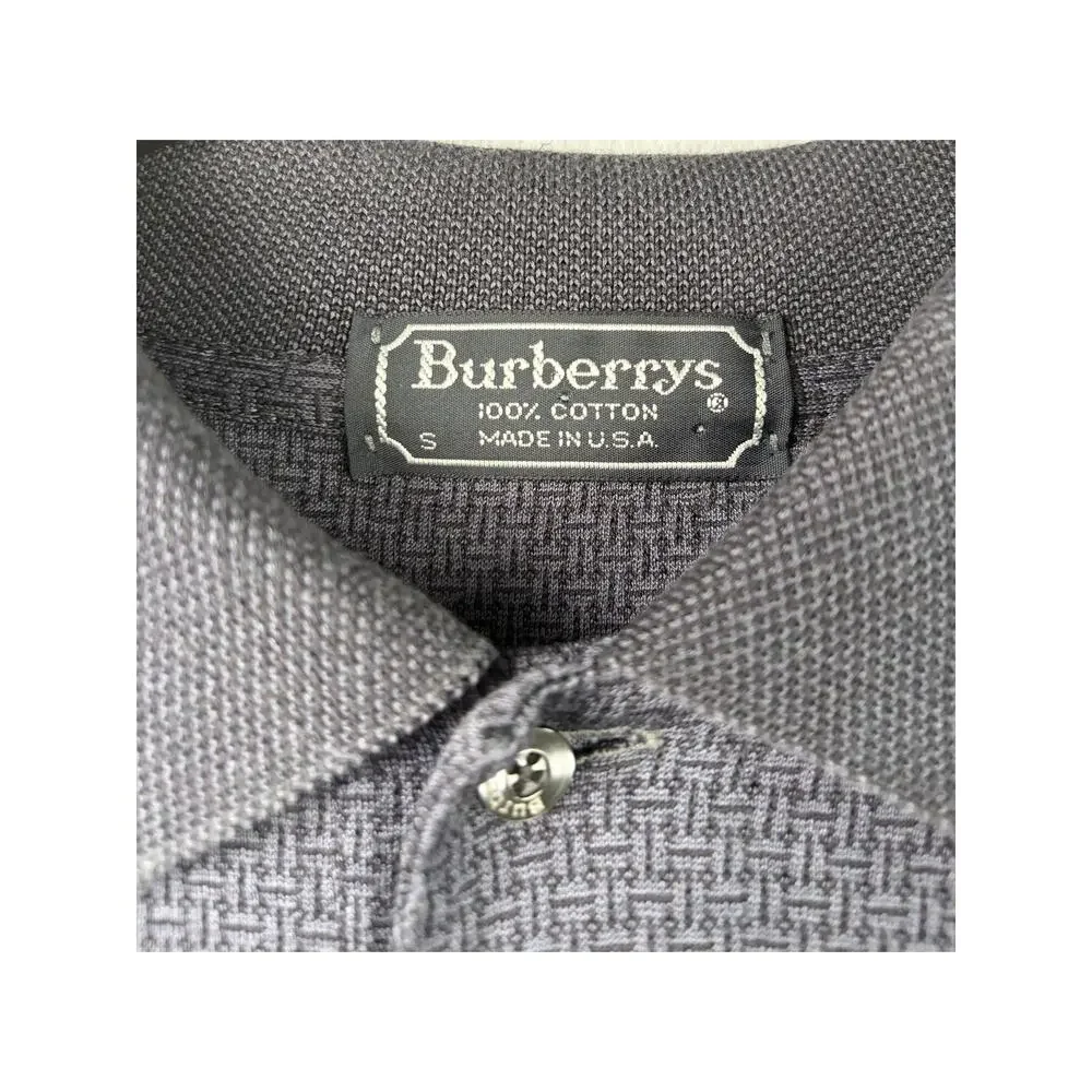 Burberry’s Blue Textured Polo - Size S - Long Sleeve Classic Luxury Style - Picture 5 of 8